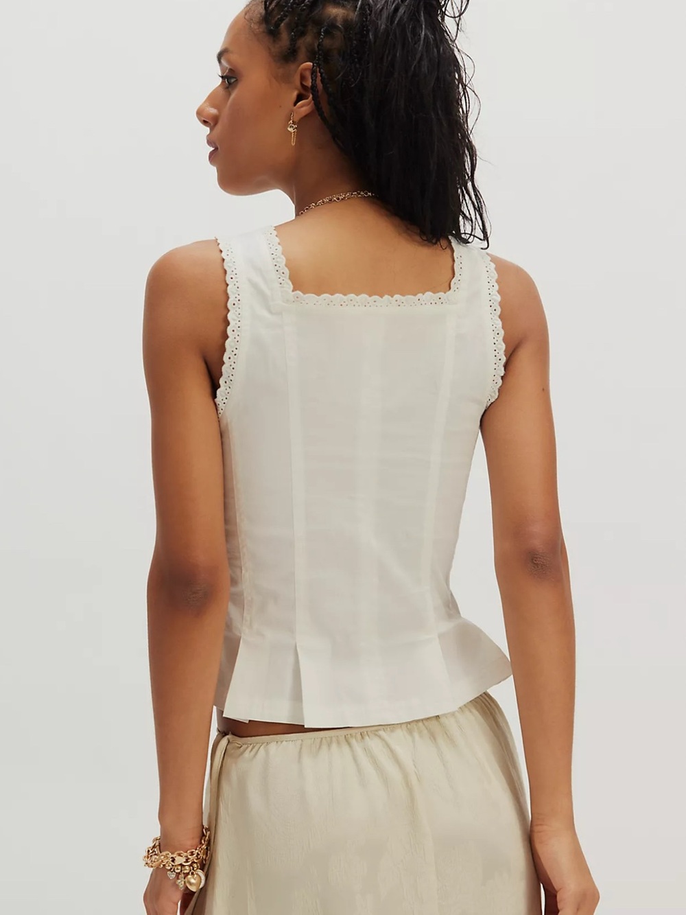 Free People Women's Bridgette Corset Scoop Neck Solid Top - Picture 2 of 3